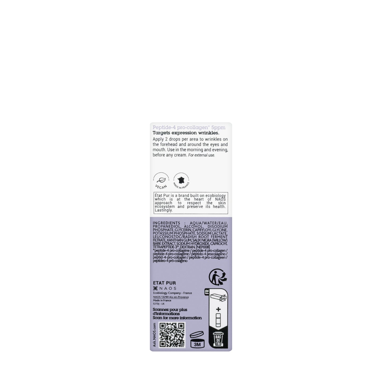 Etat Pur Pure Active Peptide-4 Pro-Collagène 5ppm Expression wrinkles Serum 15 Ml