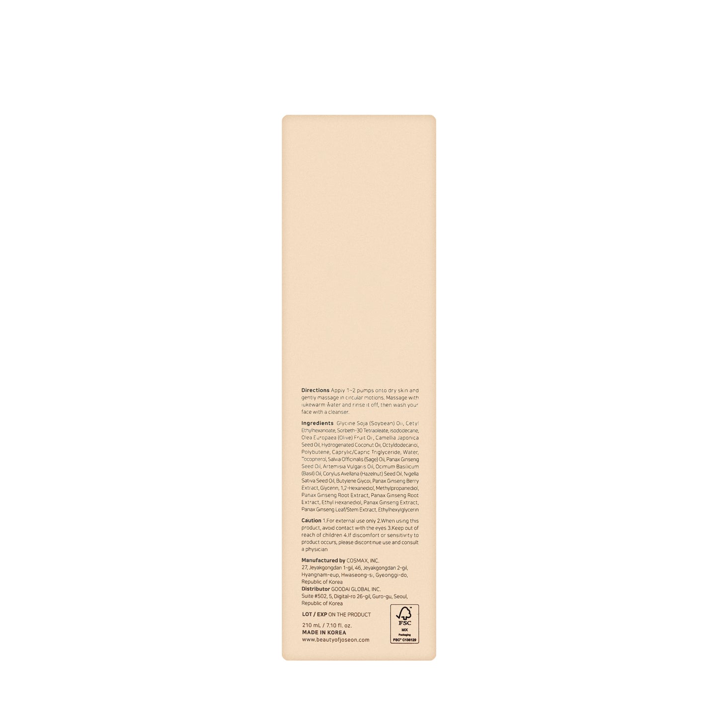 Beauty of Joseon Ginseng Cleansing Oil 210 ml