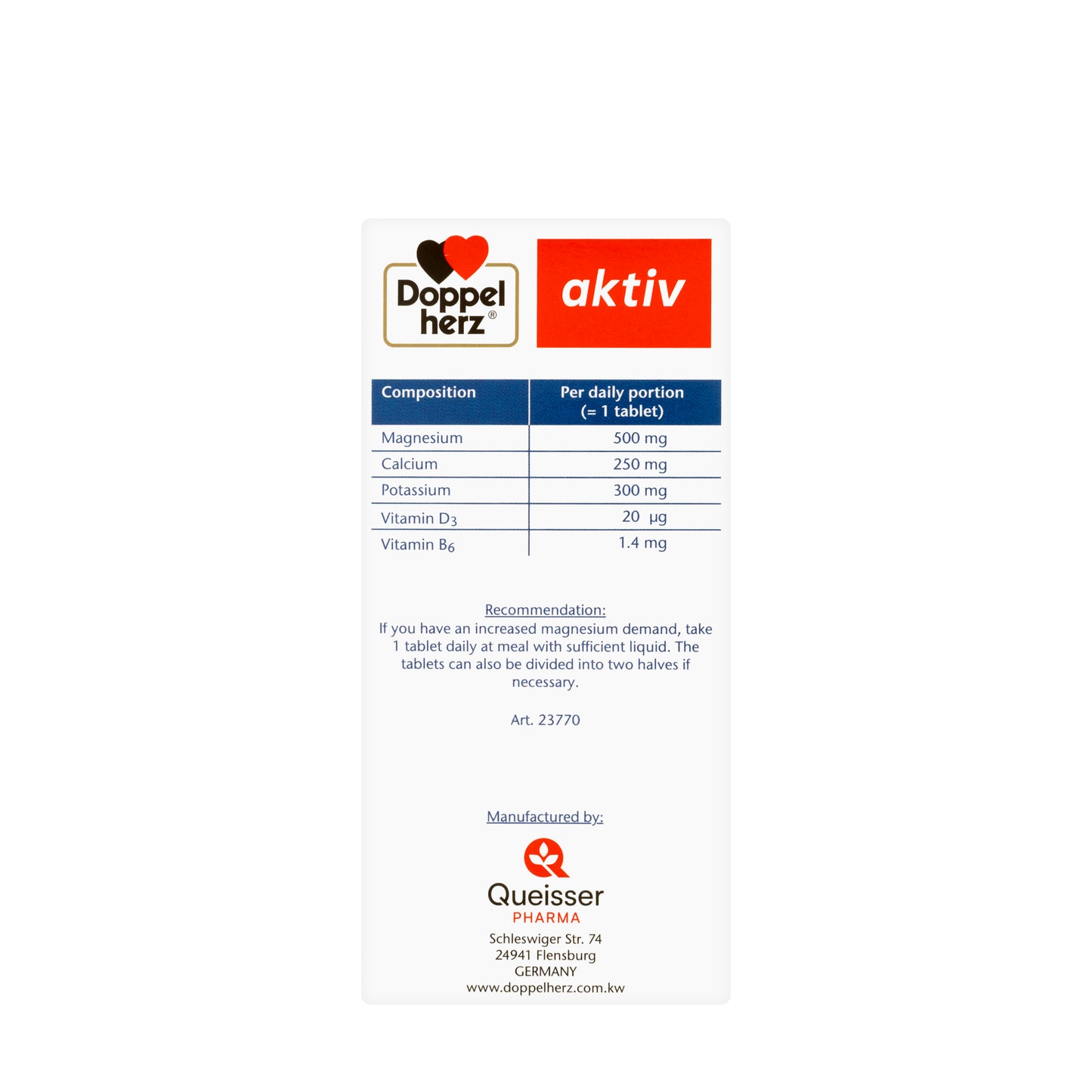 Aktiv Magnesium 500 Mg+Calcium+K 60 Tablets