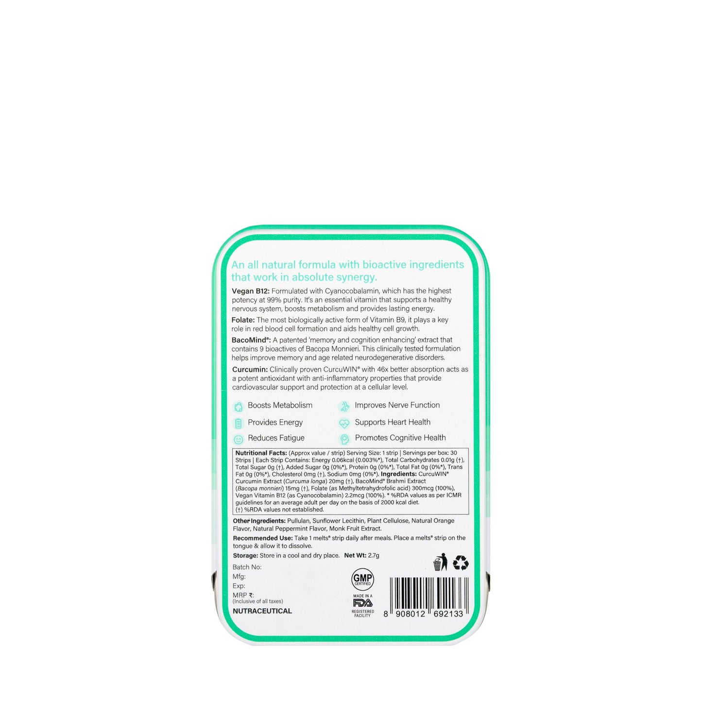 Wellbeing Melts Vegan Vitamin B12 30 Strips