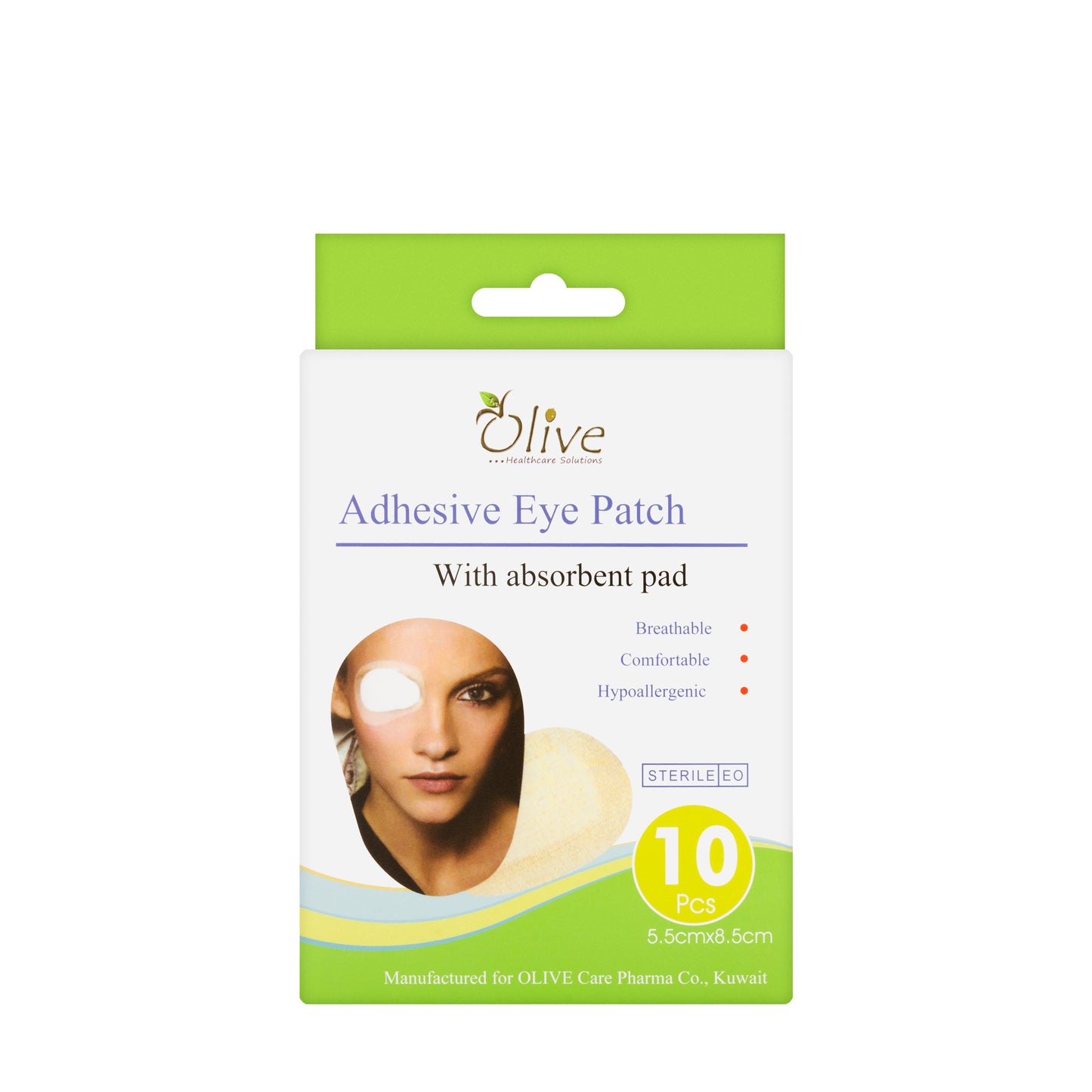 Olive Adhesive Eye Patch Adult 10 Pieces