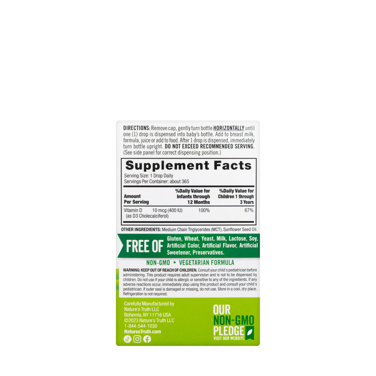 Natures Truth Vitamin D3 400IU Drops 9.2Ml