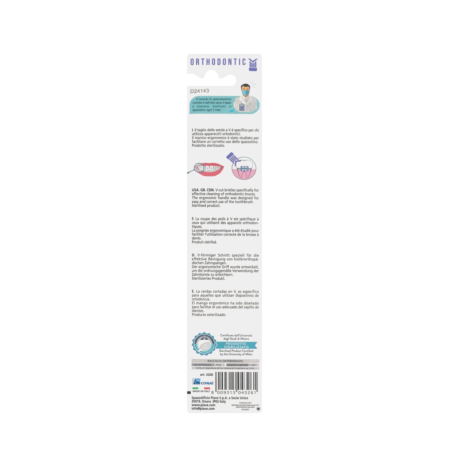 Piave Dentonet Toothbrush Orthodontic [4326]