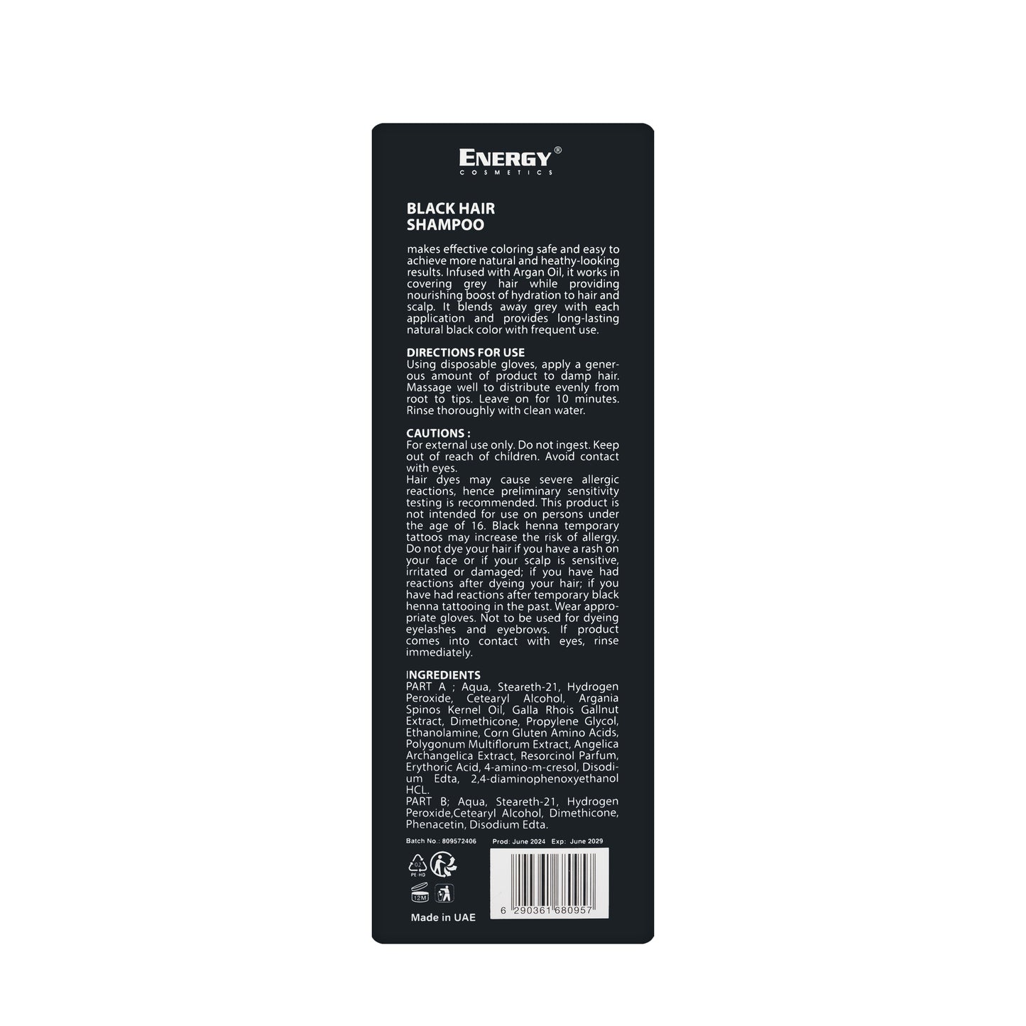 Energy [Black] Hair Color Shampoo 400 Ml