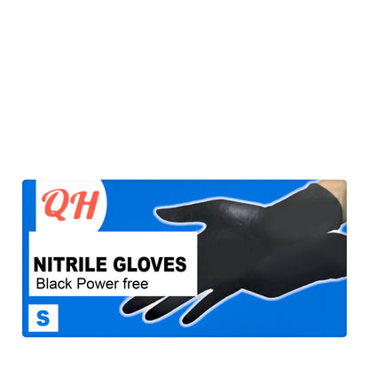 QH Nitrile Gloves Black powder Free (Small)  100 pieces