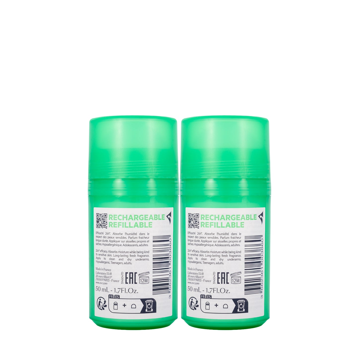SVR Spiral Vegetal [Green]Deodrant Roll 2x50 ml Offer