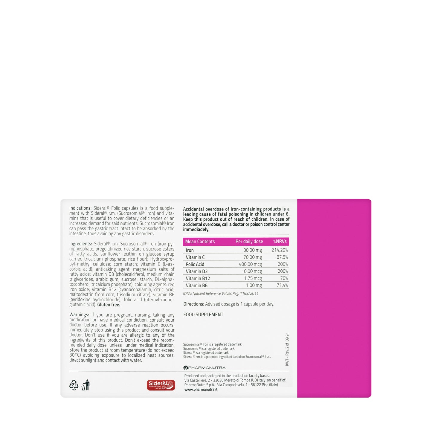 Sideral Folic 30 mg 30 Capsule