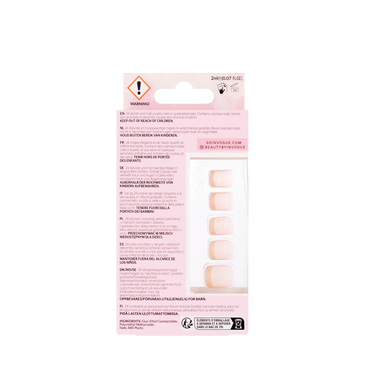 Invogue French Bare Square Nails 24 Pieces