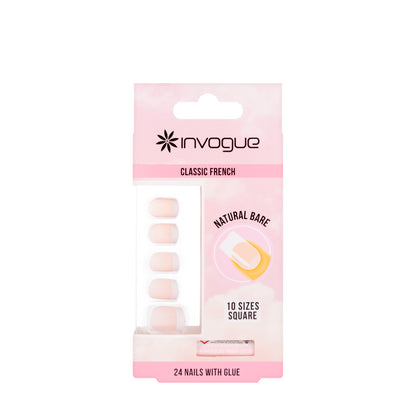 Invogue French Bare Square Nails 24 Pieces