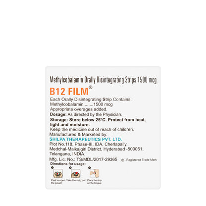 B12 Film Methylcobalamin 1500 MCG 30 Strips