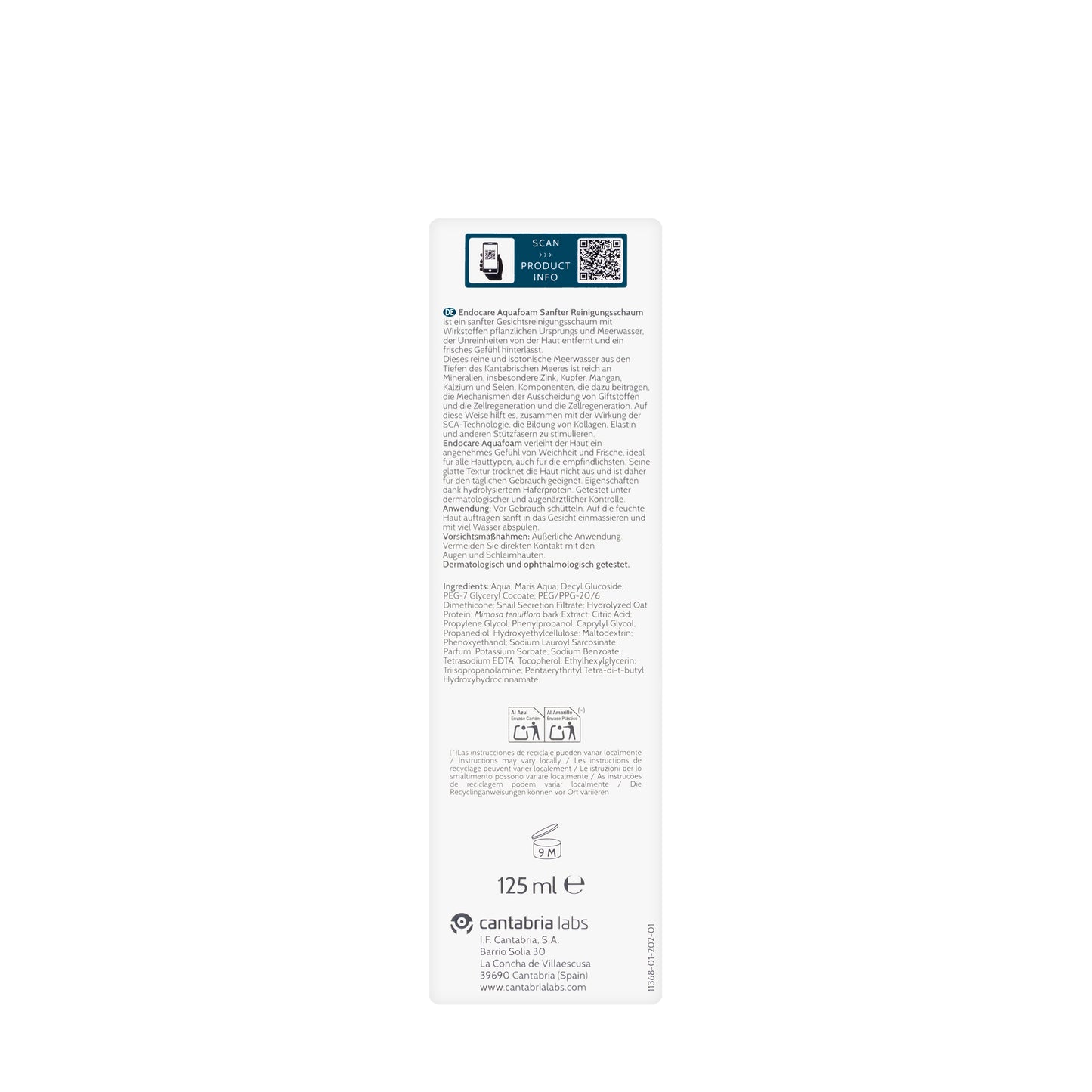 Endocare Aquafoam Cleansing Wash 125 Ml