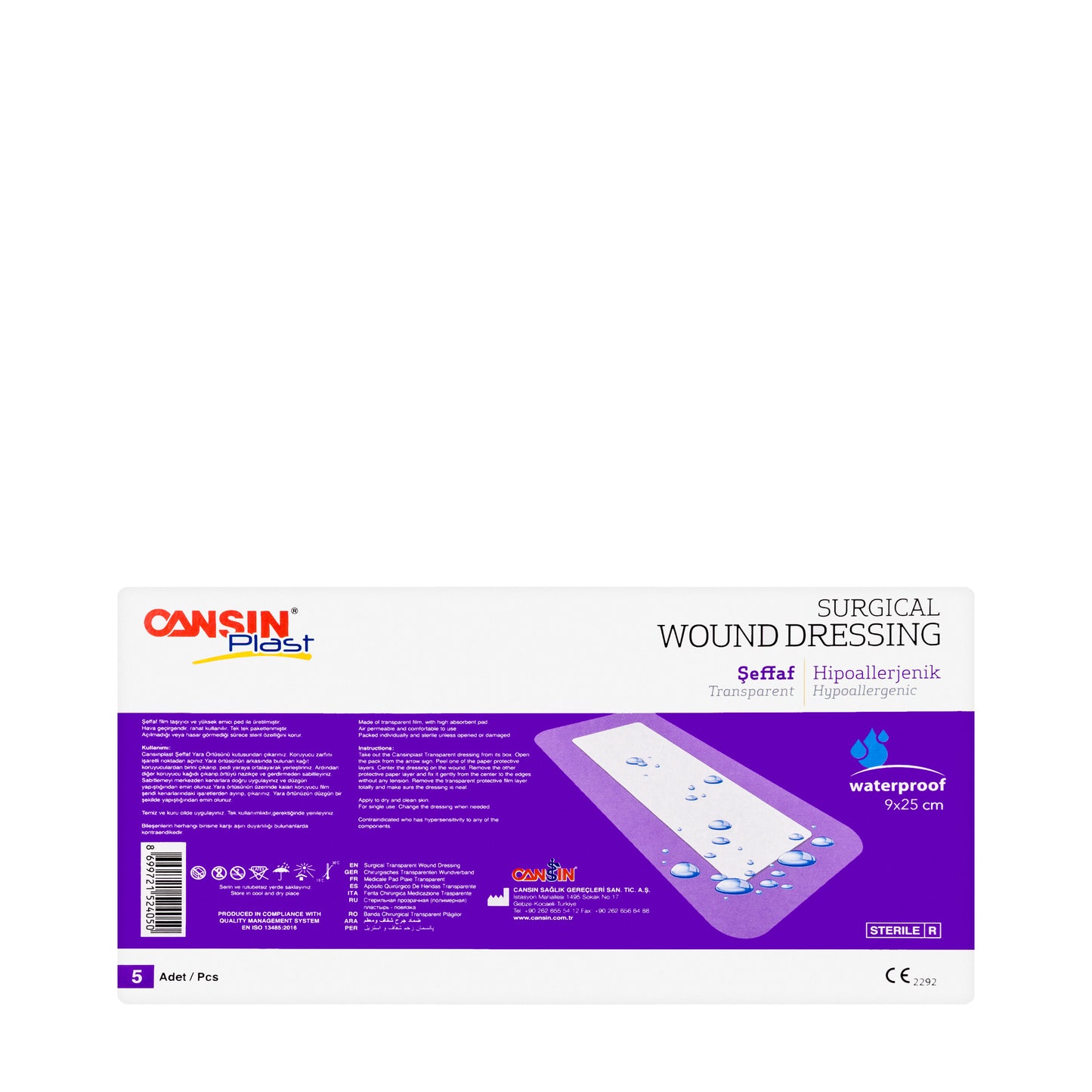 Cansinplast Wound Dressing 9x25 cm 5 Pieces