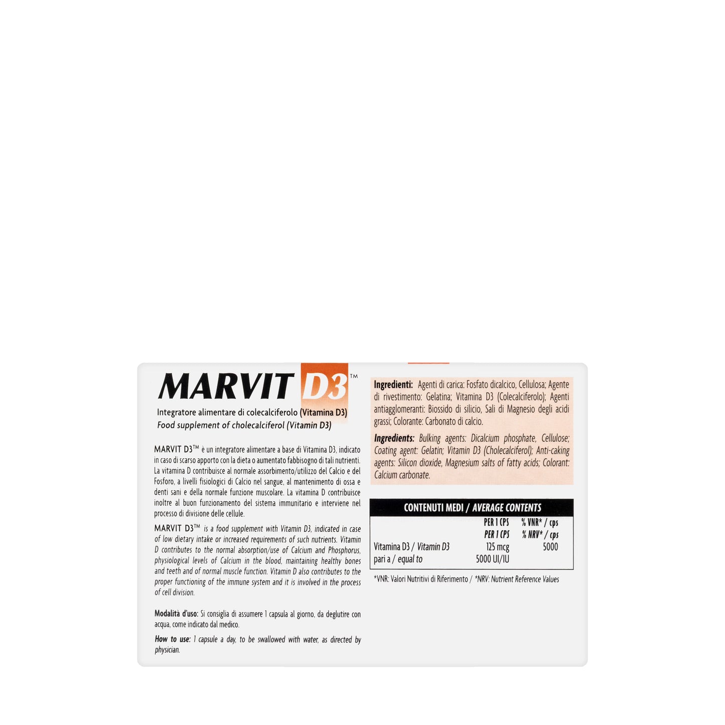 Marvit Vitamin D3 5000 IU 60 Capsules