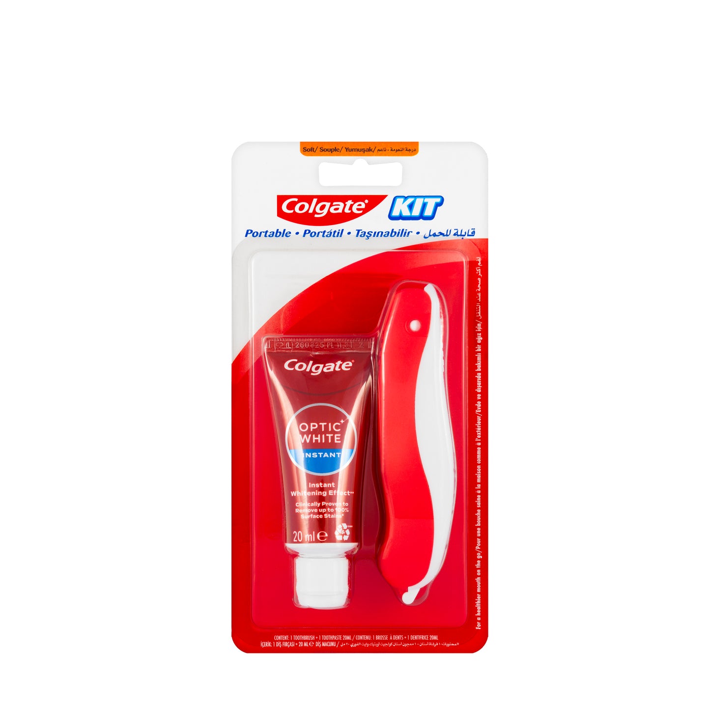 Colgate Toothbrush + Optic White Instant Toothpaste 20 ml Travel Kit