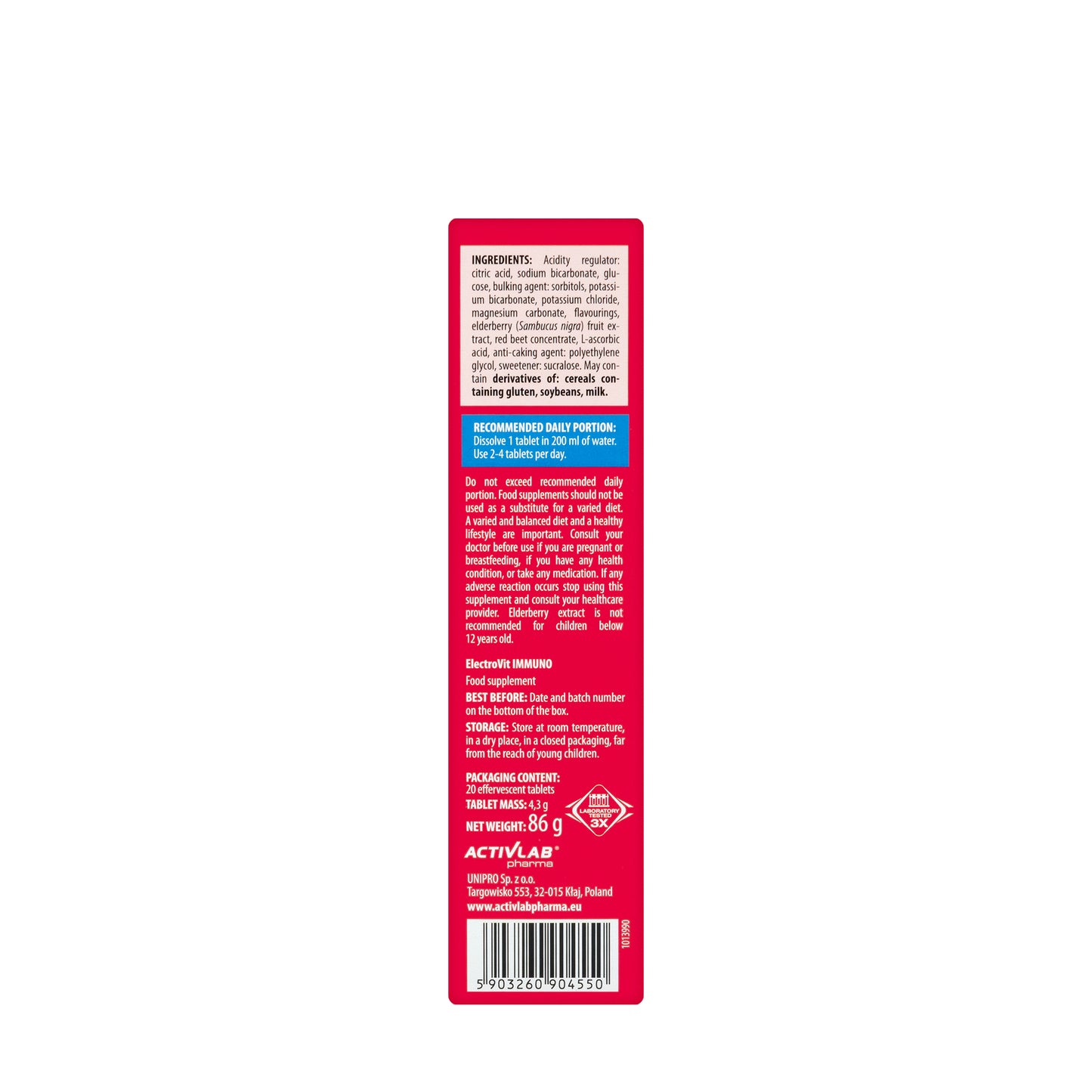 Activlab Electrovit Immuno Raspberry 20 Effervescent Tablets
