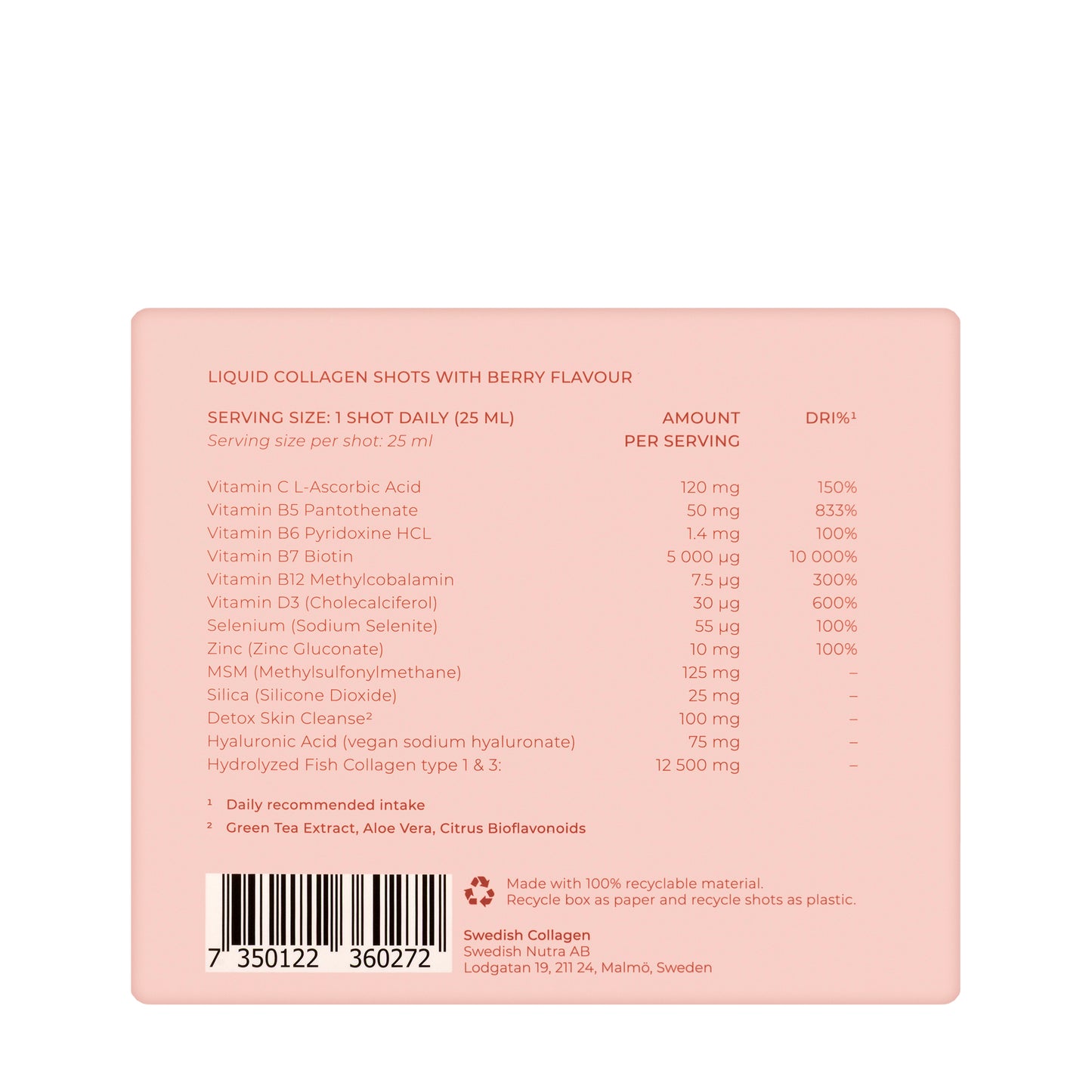 Swedish Collagen Deluxe Shots 12500 mg 30 x 25 ml