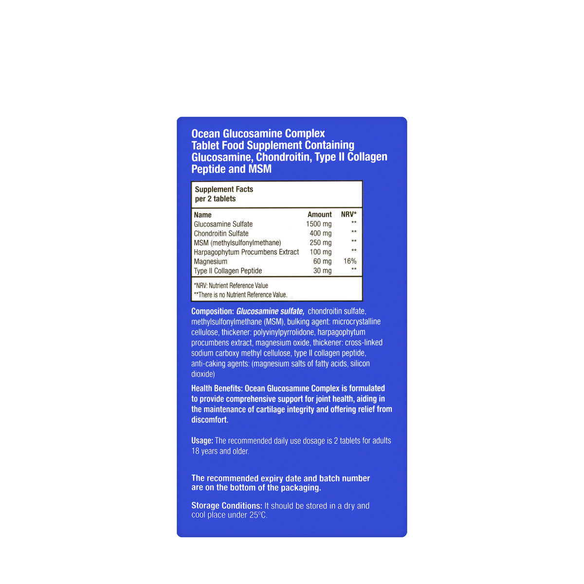 Orzax Ocean Glucosamine Complex 60 Tablets