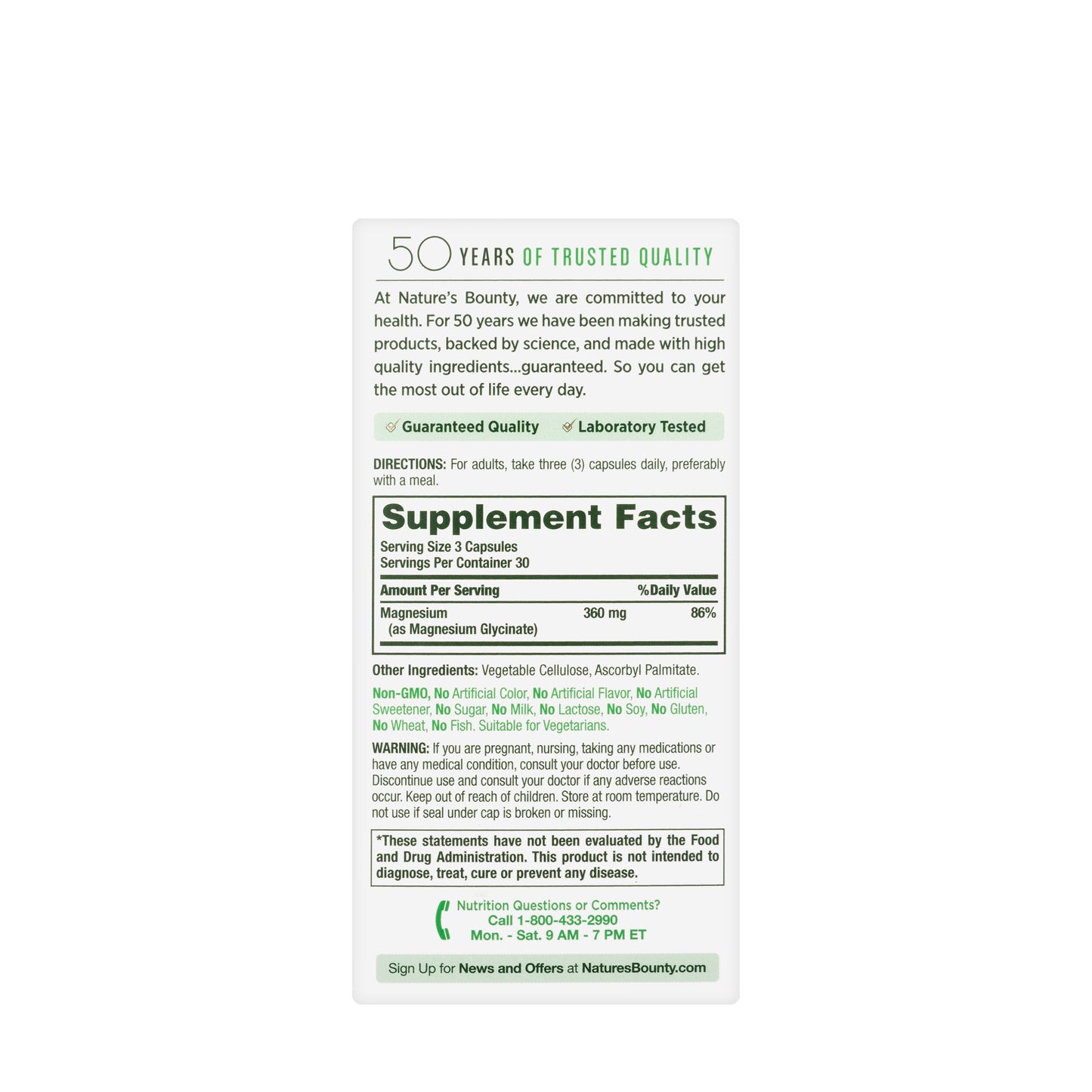 Nature'S Bounty Magnesium Glycinate 360 mg 90 Capsules