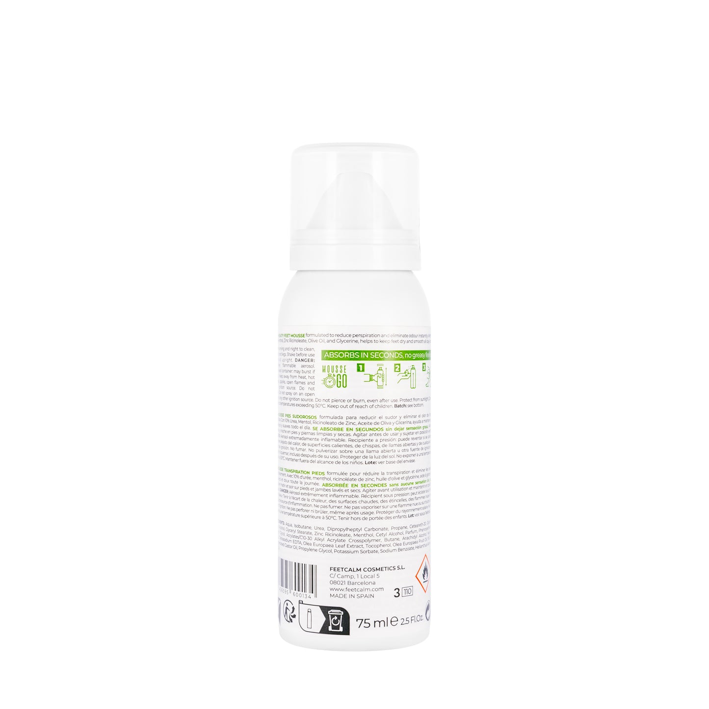 Feetcalm Sweaty Feet Mousse Urea 10% 75 ml