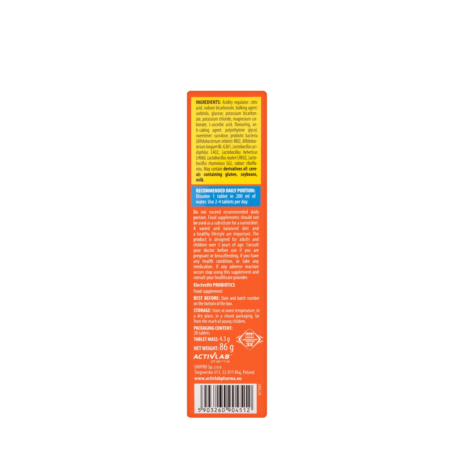 Activlab Electrovit+Probio Lemon 20 Effervescent Tablet