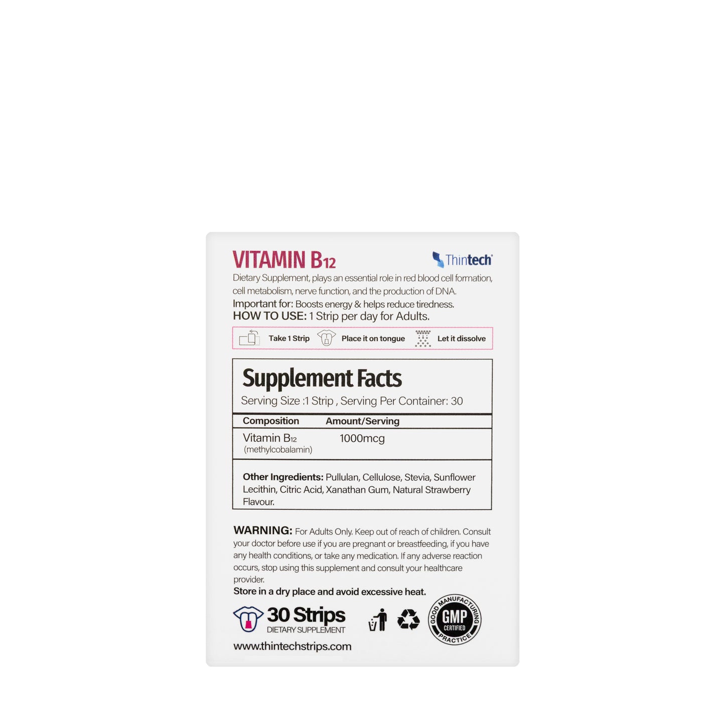 Thintech Vit B12 1000 mcg 30 Strips
