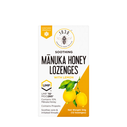 1839 Manuka Honey UMF10+ Lemon Lozenges 12 Pieces