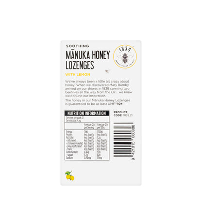 1839 Manuka Honey UMF10+ Lemon Lozenges 12 Pieces