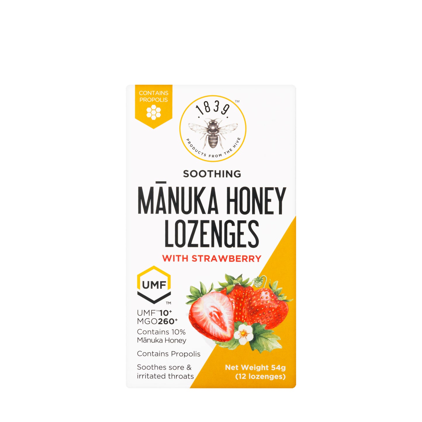 1839 Manuka Honey UMF10+ Strawberry Lozenges 12 Pieces