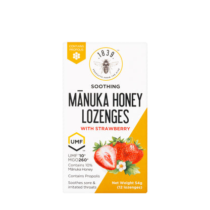 1839 Manuka Honey UMF10+ Strawberry Lozenges 12 Pieces
