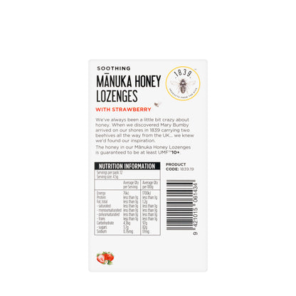 1839 Manuka Honey UMF10+ Strawberry Lozenges 12 Pieces