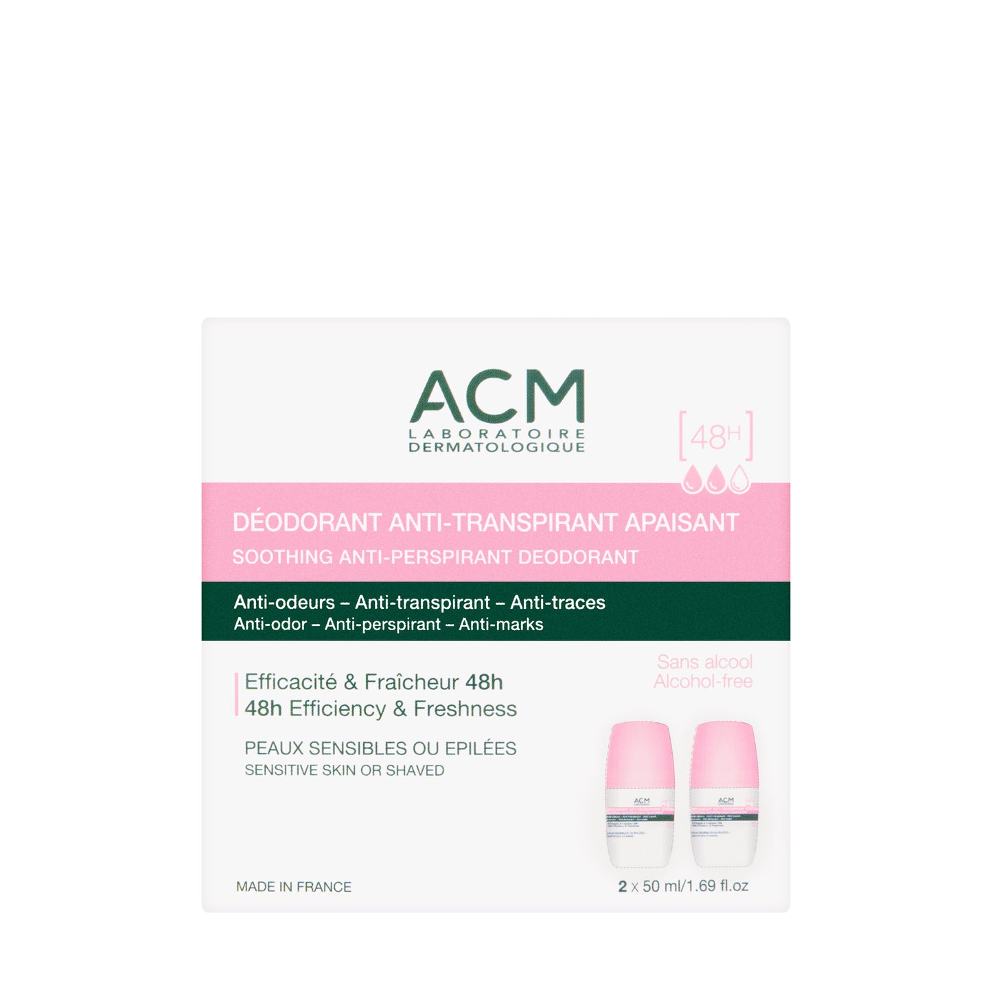 ACM Soothing Deodorant Roll On 48H [Pink] 50 Ml 1+1 Offer