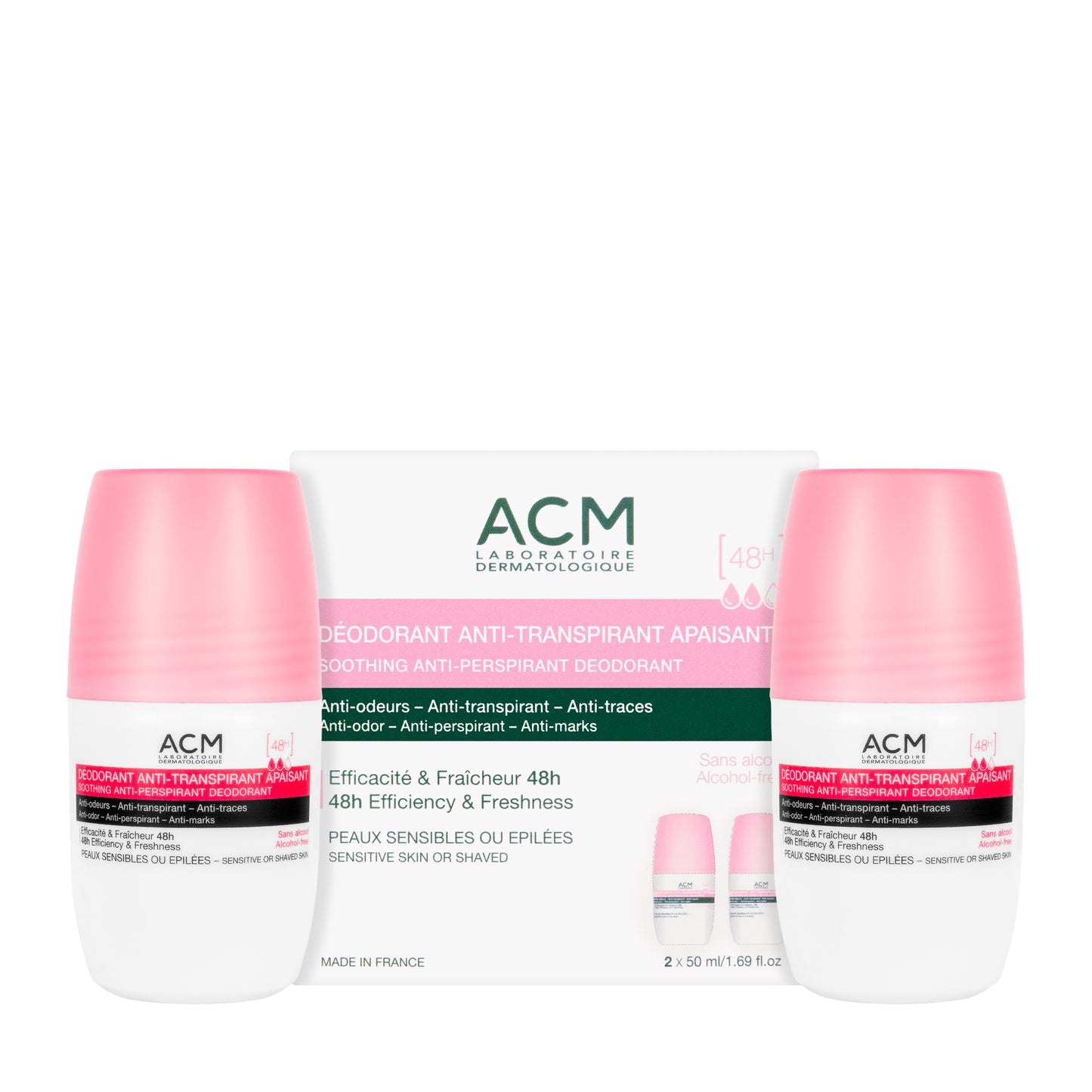 ACM Soothing Deodorant Roll On 48H [Pink] 50 Ml 1+1 Offer