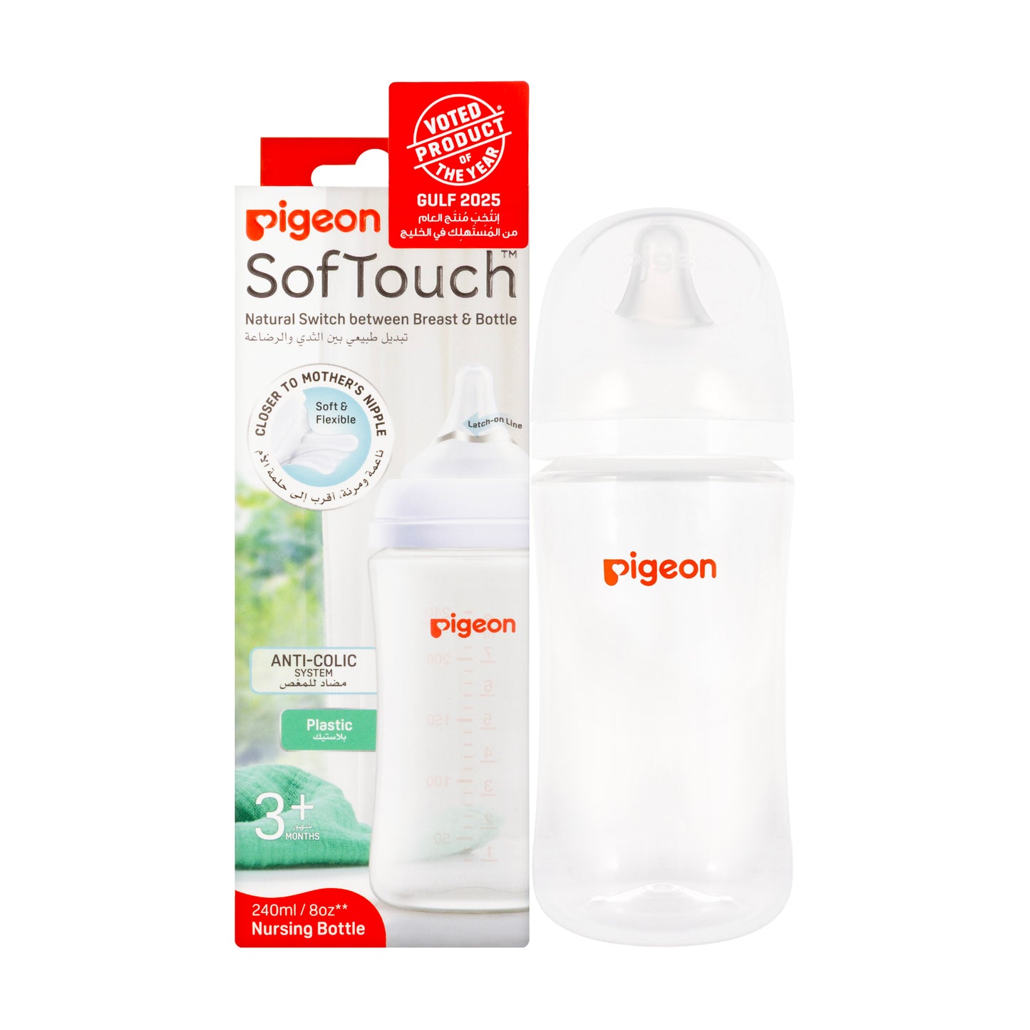 Pigeon Softouch Plastic Bottle 3+M 240 ml