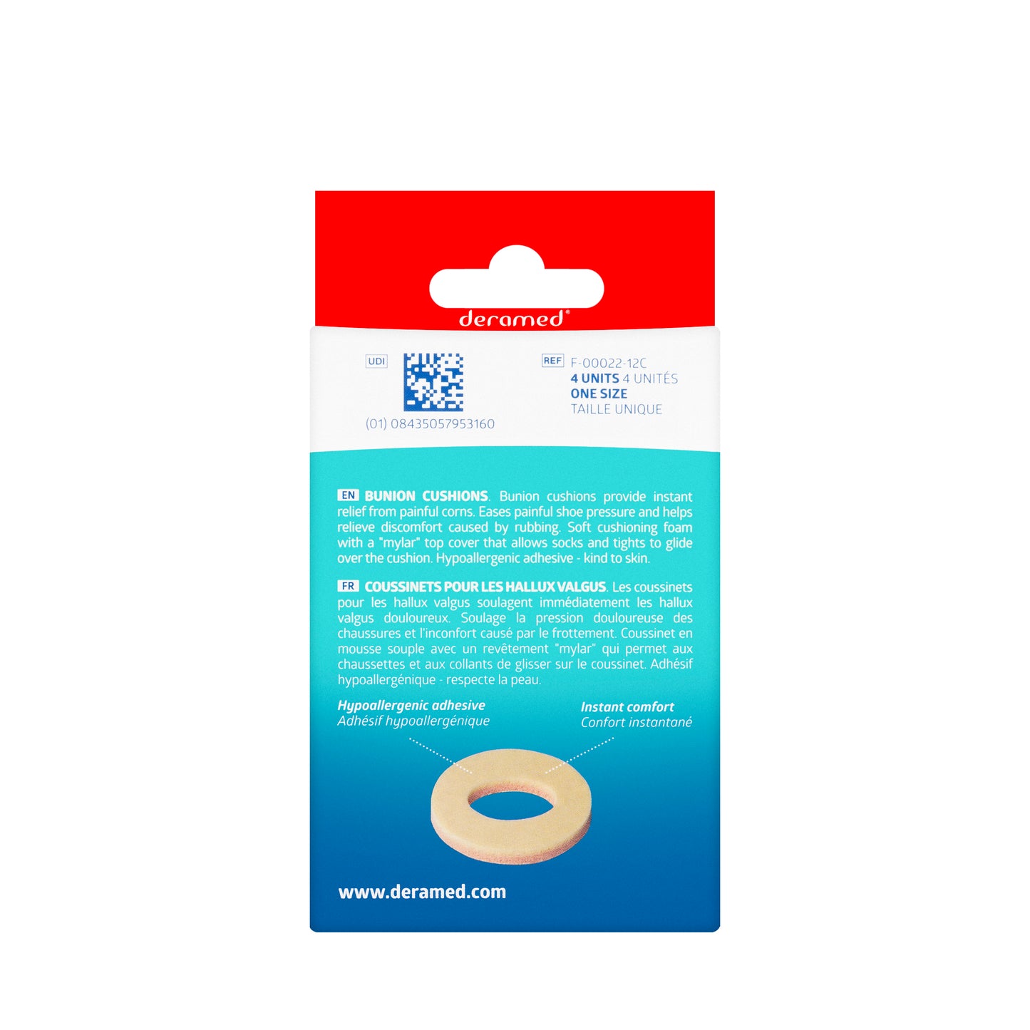 Deramed Bunion Cushions 4 Pieces [F00022-12C]