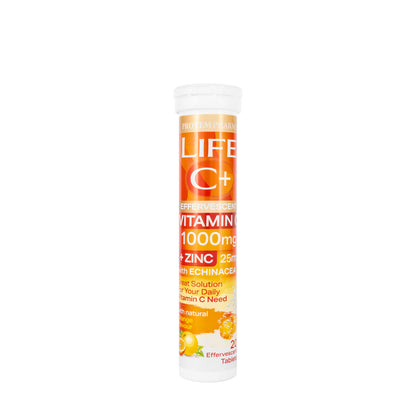 Life C+ Vitamin C 1000 mg with Zinc 20 Effervescent Tablets