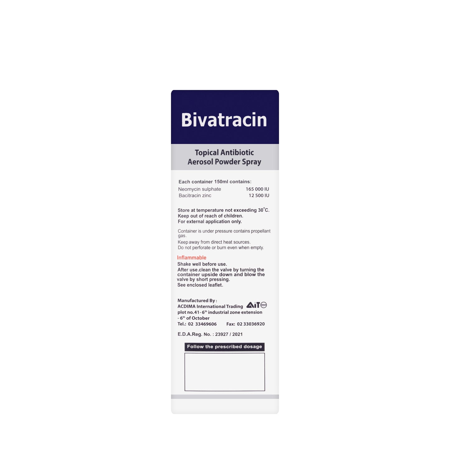 Bivatracin Powder Spray 150Ml