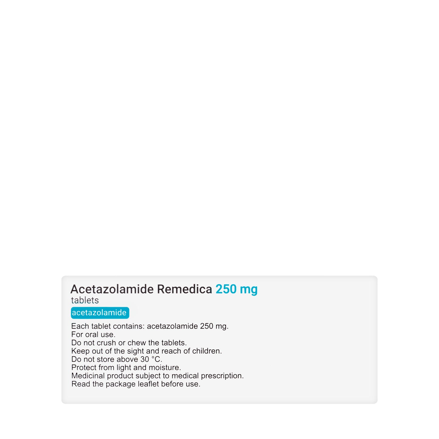 Acetazolamide Remedica 250Mg 100 Tablets