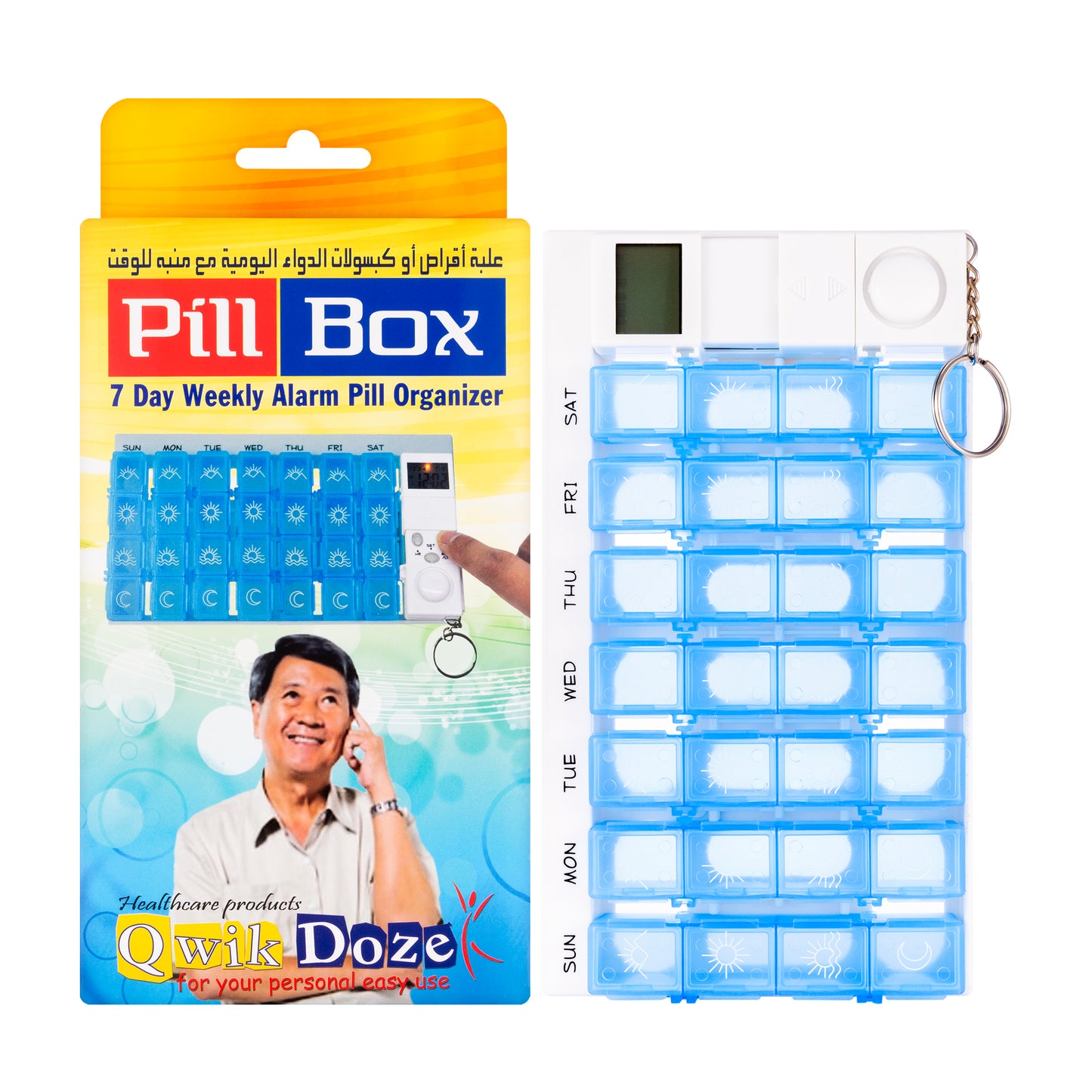 Qwik Doze Pill Box Alarm Pill Organizer [7X4]