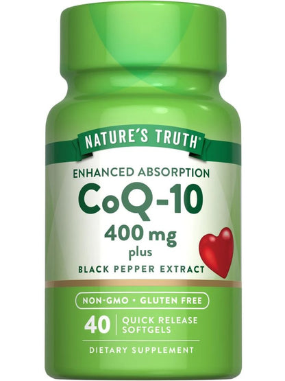 Natures Truth CoQ-10 400 mg + Black Pepper 40 Softgels