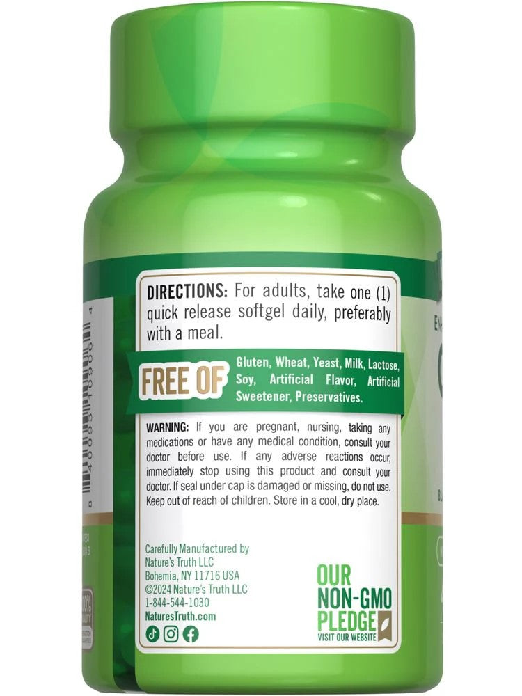 Natures Truth CoQ-10 400 mg + Black Pepper 40 Softgels