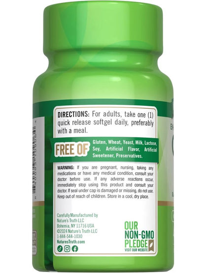 Natures Truth CoQ-10 400 mg + Black Pepper 40 Softgels
