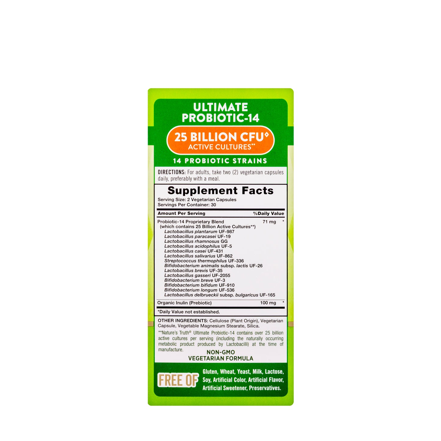 Natures Truth Ultimate Probiotic-14 25 Billion 60 Capsules