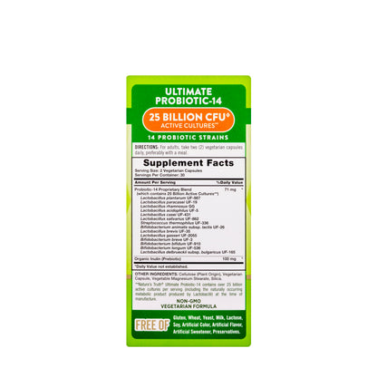 Natures Truth Ultimate Probiotic-14 25 Billion 60 Capsules