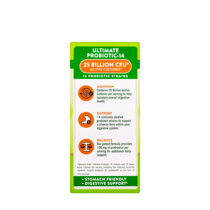 Natures Truth Ultimate Probiotic-14 25 Billion 60 Capsules
