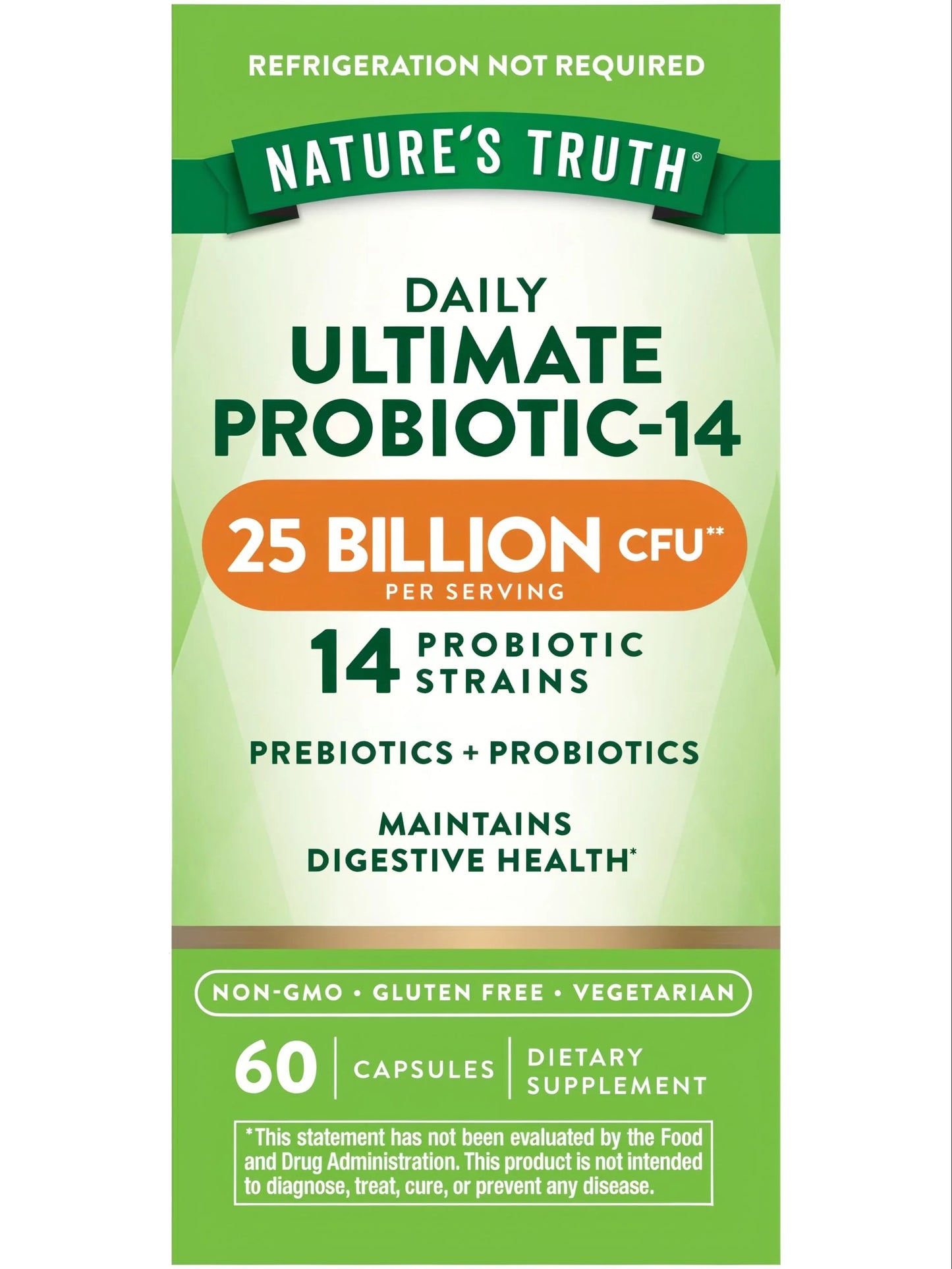Natures Truth Ultimate Probiotic-14 25 Billion 60 Capsules
