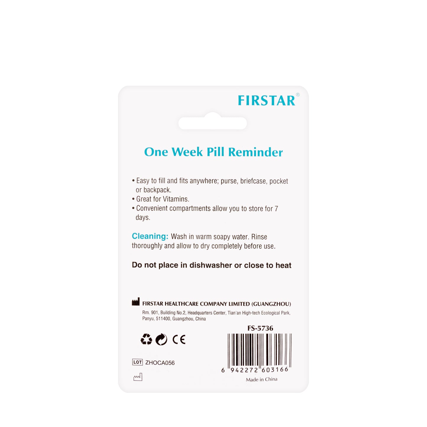 Firstar One Week Pill Reminder 5736