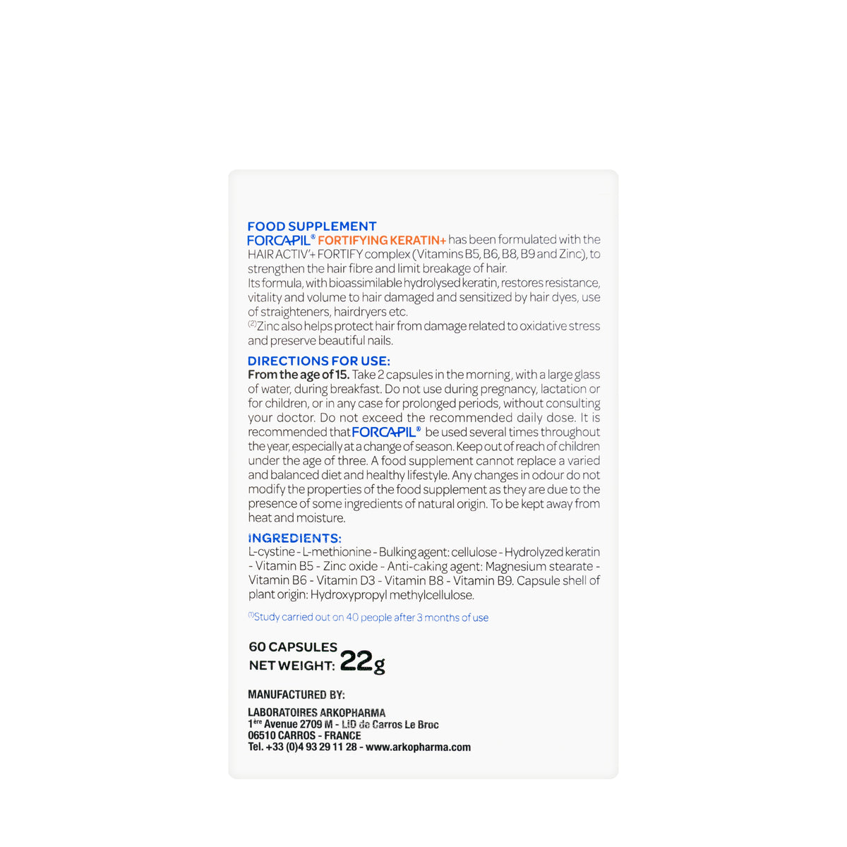 Arkopharma Forcapil Fortify Keratin+ 60 Capsules