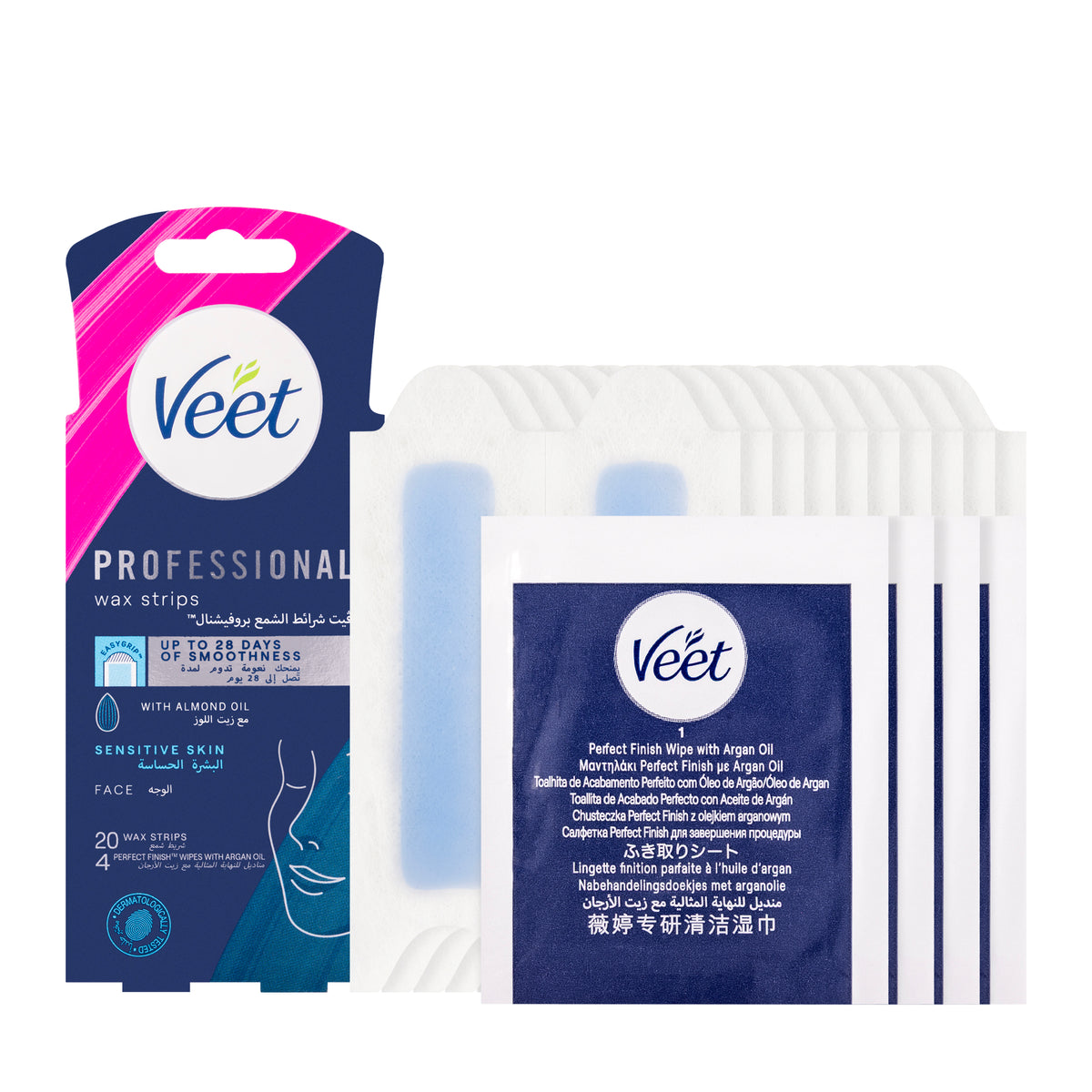 Veet Professional Wax Strips Face Sensitive 20 Pieces