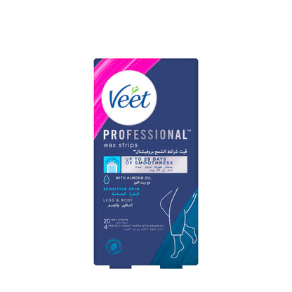 Veet Professional Wax Strips Legs & Body Sensitive 20 Pieces