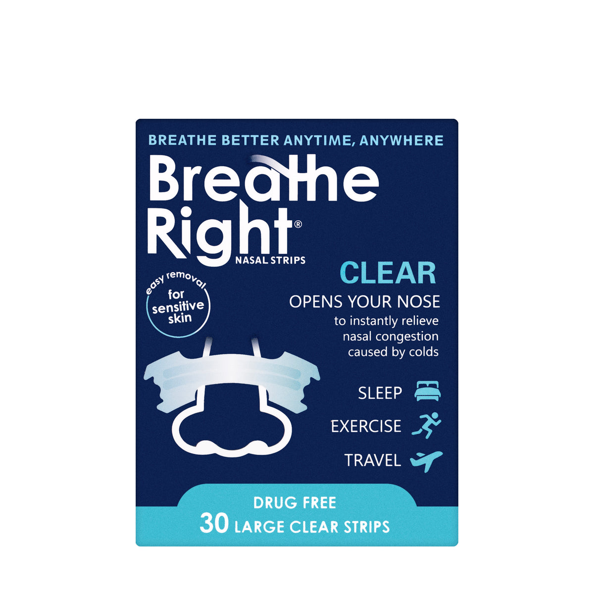 Breathe Right Clear Nasal Strips 30 Pieces